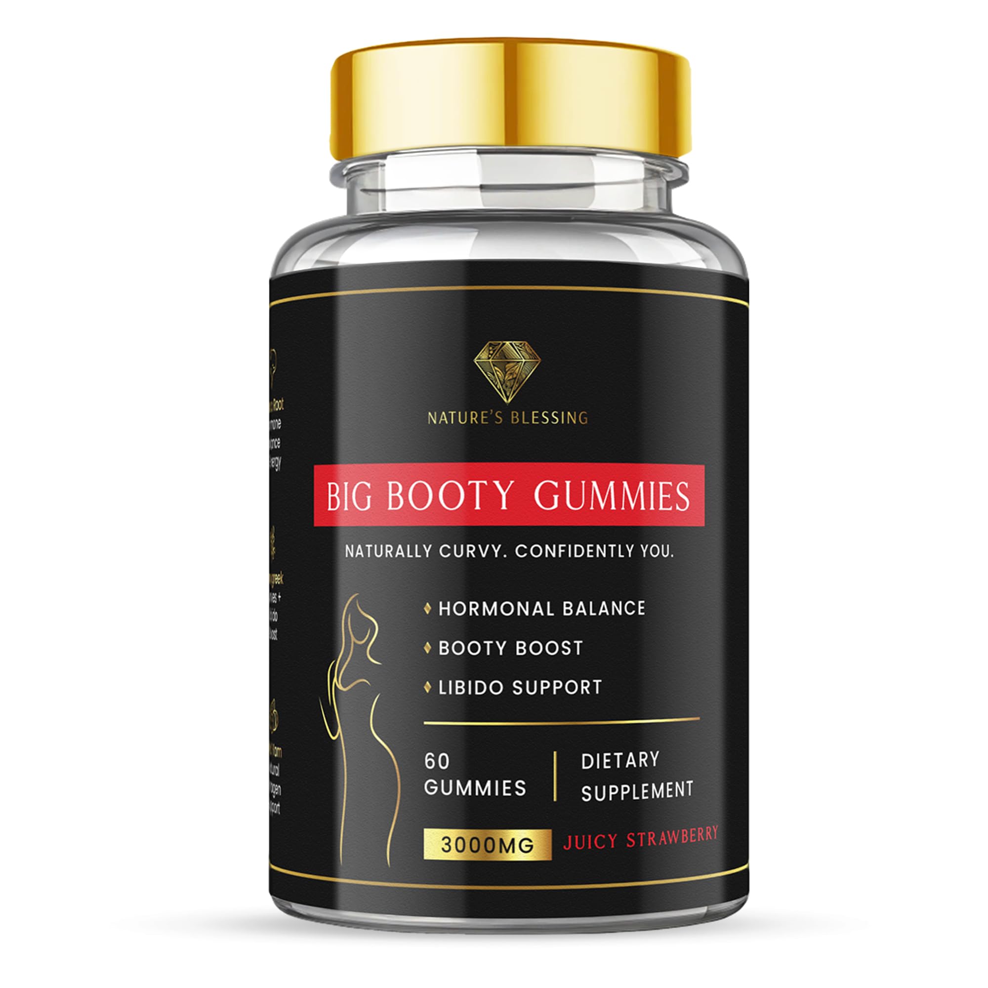 Juicy Big Booty Gummies – Sculpt Curves Naturally with Maca, Fenugreek, Wild Yam & More – Feminine Wellness, Energy & Glow - Hormonal Balance & Natural Vitality