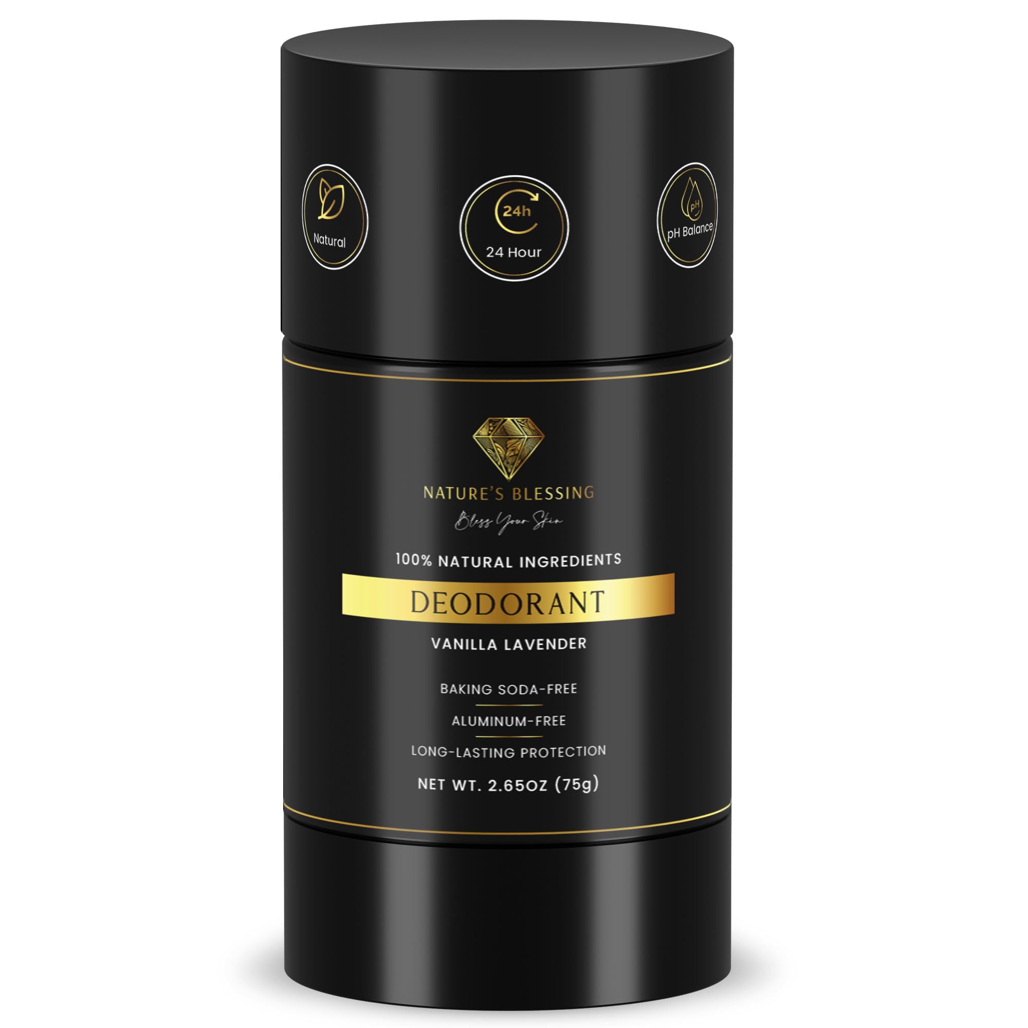 100% Natural Deodorant - Baking Soda & Aluminum Free - Gentle for Sensitive Skin - Long Lasting Protection